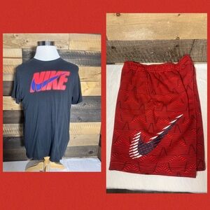 Nike Black Tee and Red Shorts Set